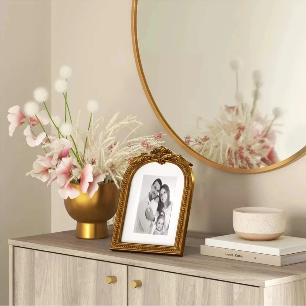 THRESHOLD NWT pink faux floral luxe arrangement -gold